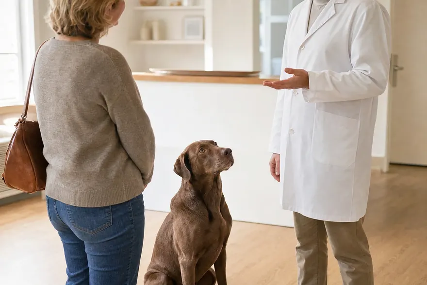 Consultation chez le vétérinaire avec un chien